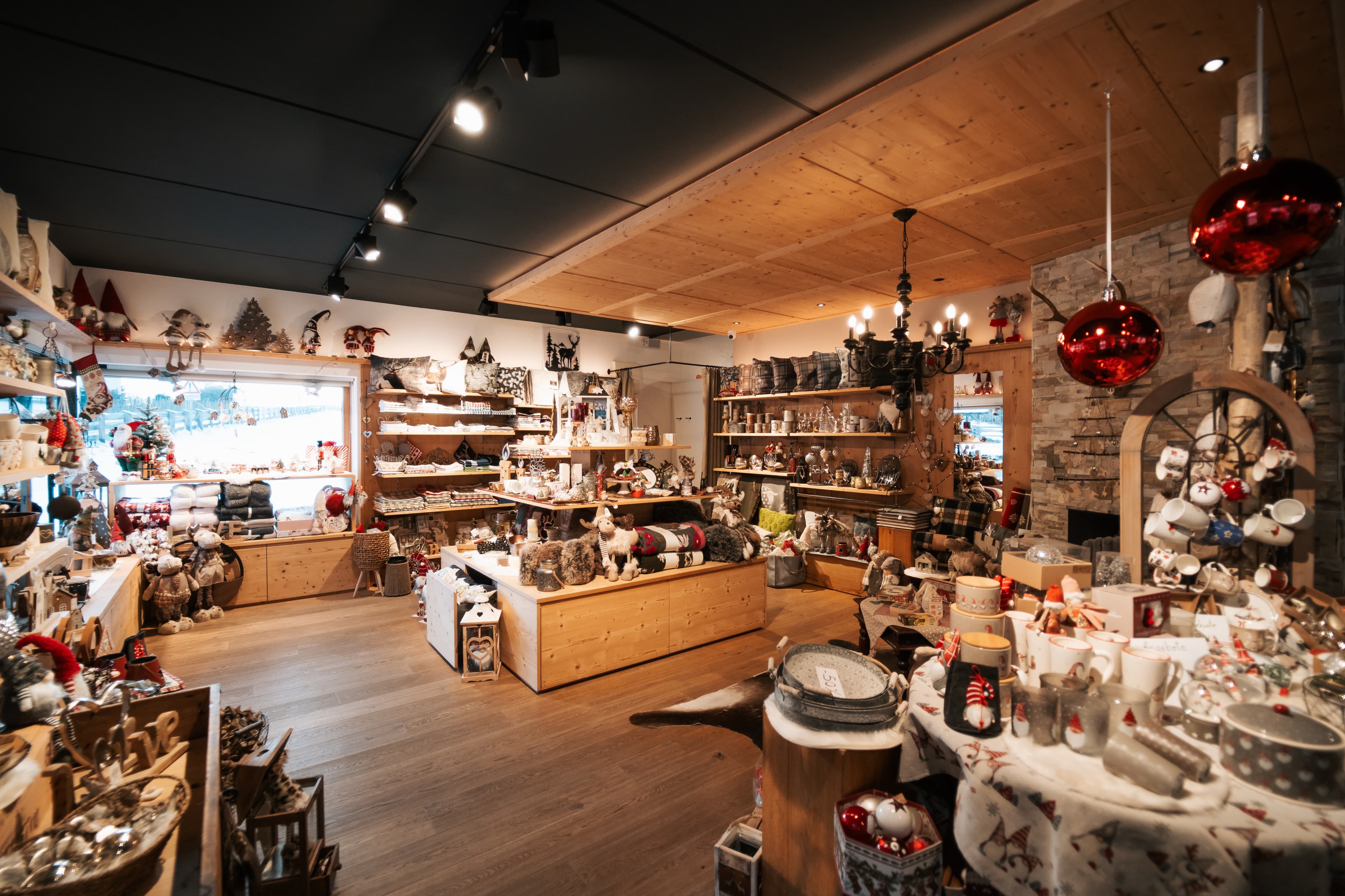 Shop interior with clothing and accessories